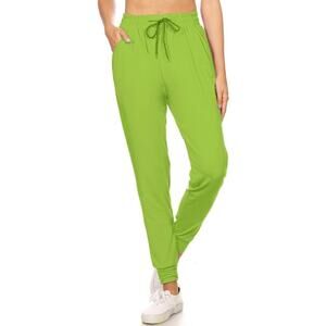 Women's Track Cuff Lime Green Joggers with Pockets Size Small